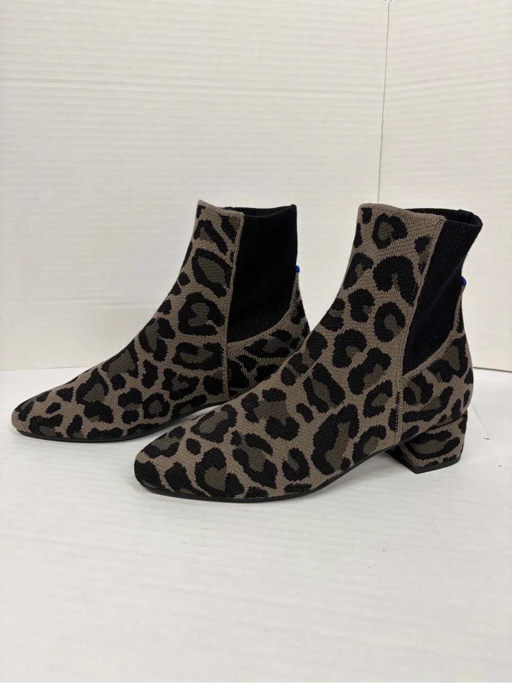 Rothy’s The Classic Boot Gray Black - Knit Cool Cat (Leopard Print) Size 9.5